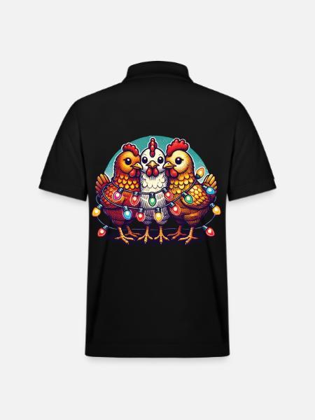 Christmas with funny chickens - Stanley/Stella Unisex Organic Polo Shirt PREPSTER - black