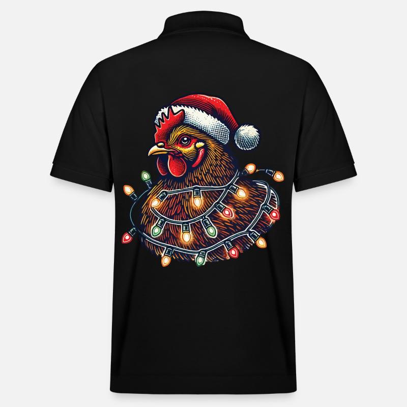 Weihnachtshuhn Mit Lichterkette - Stanley/Stella Unisex Bio-Poloshirt PREPSTER - Schwarz