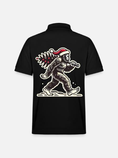 Christmas Bigfoot with Tree - Stanley/Stella Unisex Organic Polo Shirt PREPSTER - black