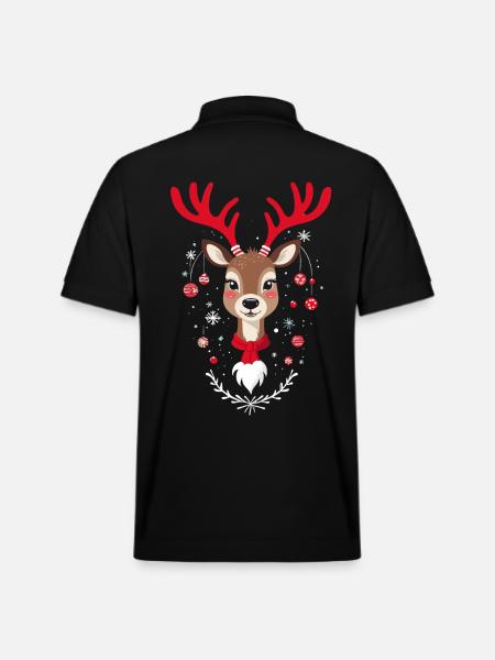 Merry Christmas Reindeer Magic - Stanley/Stella Unisex Organic Polo Shirt PREPSTER - black