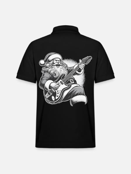 Rocking Santa Claus Guitar Fun - Stanley/Stella Unisex Organic Polo Shirt PREPSTER - black