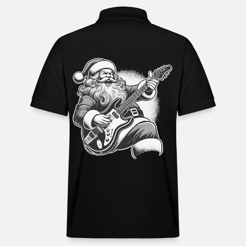 Rockender Weihnachtsmann Gitarre Spaß - Stanley/Stella Unisex Bio-Poloshirt PREPSTER - Schwarz