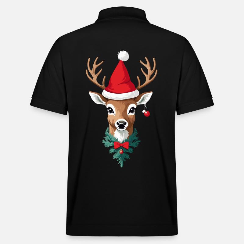 Joyeux Noël Renne avec chapeau - Polo PREPSTER bio Stanley/Stella Unisexe - noir