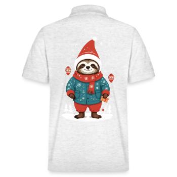 Gemütliches Weihnachts-Faultier Im Winterwald - Stanley/Stella Unisex Bio-Poloshirt PREPSTER - Weiß meliert - Hinten - Andy (188cm)