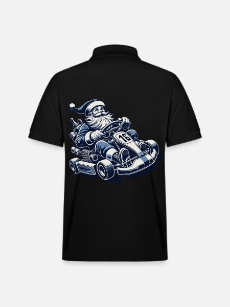 Weihnachtsmann Go-Kart Retro Stil - Stanley/Stella Unisex Bio-Poloshirt PREPSTER - Schwarz