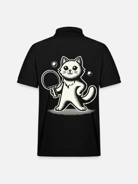 Cute cat playing table tennis - Stanley/Stella Unisex Organic Polo Shirt PREPSTER - black