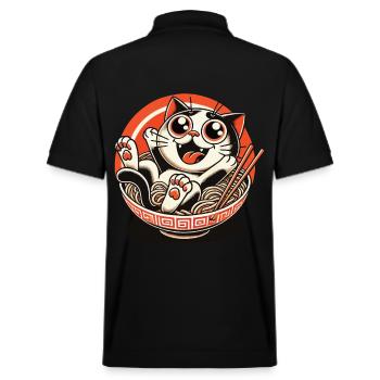 Japanische Streetwear Ramen Nudeln Katze - Stanley/Stella Unisex Bio-Poloshirt PREPSTER - Schwarz - Hinten - Andy (188cm)