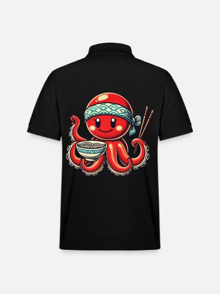 Japanese Ramen Noodles Anime Octopus - Stanley/Stella Unisex Organic Polo Shirt PREPSTER - black