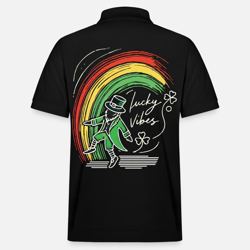 Saint-Patrick Lucky Vibes Arc-en-ciel - Polo PREPSTER bio Stanley/Stella Unisexe - noir