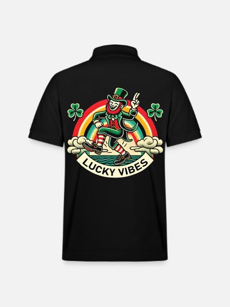 Saint-Patrick Lucky Vibes Arc-en-ciel - Polo PREPSTER bio Stanley/Stella Unisexe - noir