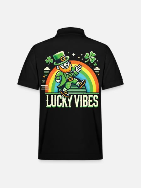 Saint-Patrick Happy Vibes Arc-en-ciel - Polo PREPSTER bio Stanley/Stella Unisexe - noir