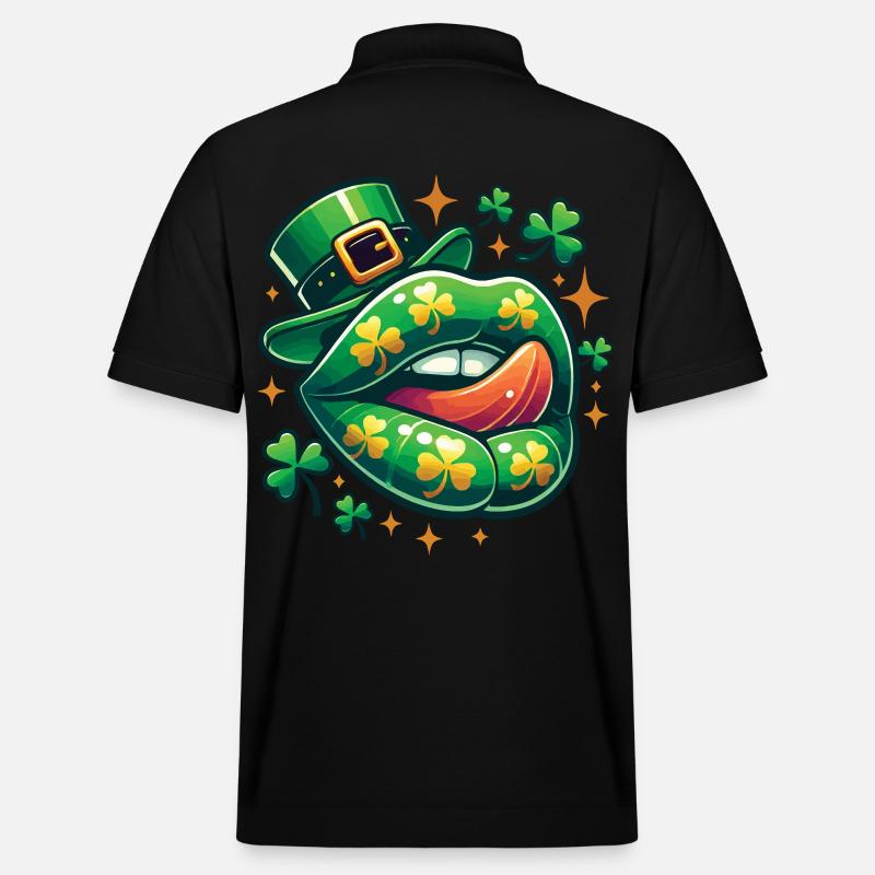 St. Patrick's Day Lustige Klee-Lippen - Stanley/Stella Unisex Bio-Poloshirt PREPSTER - Schwarz