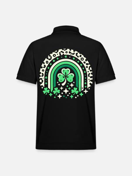 Saint-Patrick trèfle arc-en-ciel chance - Polo PREPSTER bio Stanley/Stella Unisexe - noir
