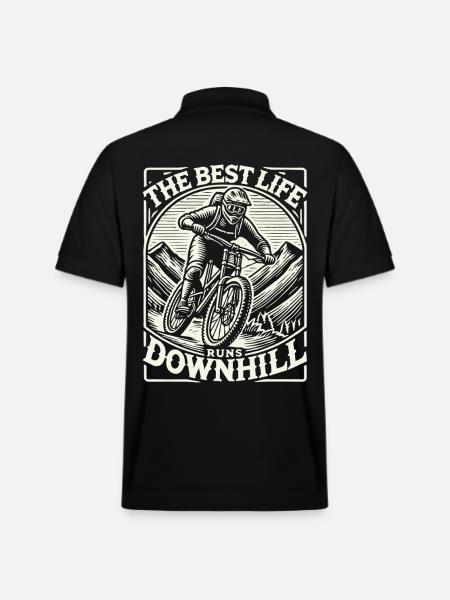 Bike Downhill Adventurer Retro Style - Stanley/Stella Unisex Organic Polo Shirt PREPSTER - black