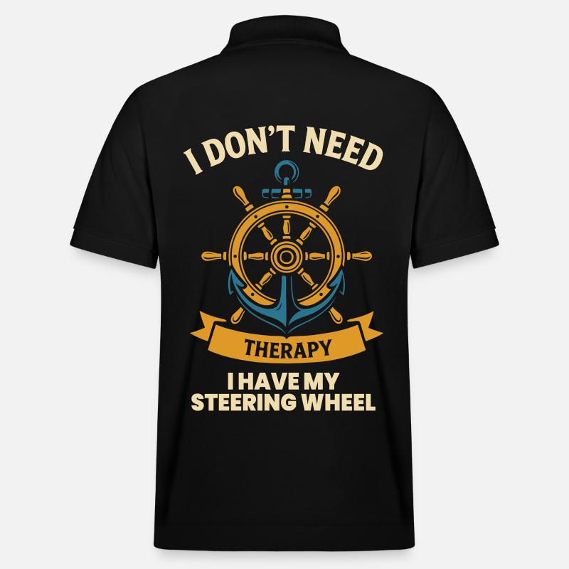 Lustiger Spruch Schiff-boot-kapitän - Stanley/Stella Unisex Bio-Poloshirt PREPSTER - Schwarz