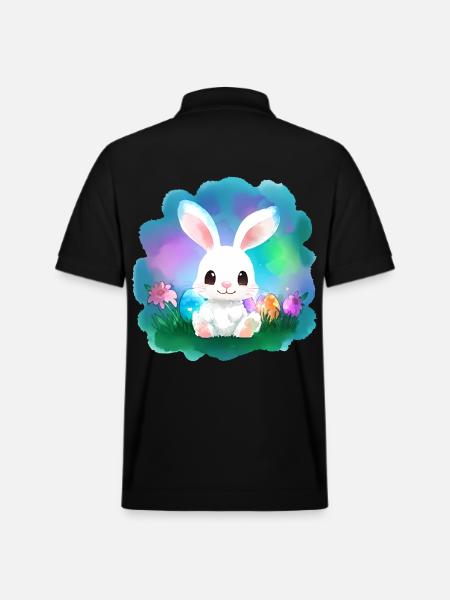 Easter Bunny Cute Kid - Stanley/Stella Unisex Organic Polo Shirt PREPSTER - black