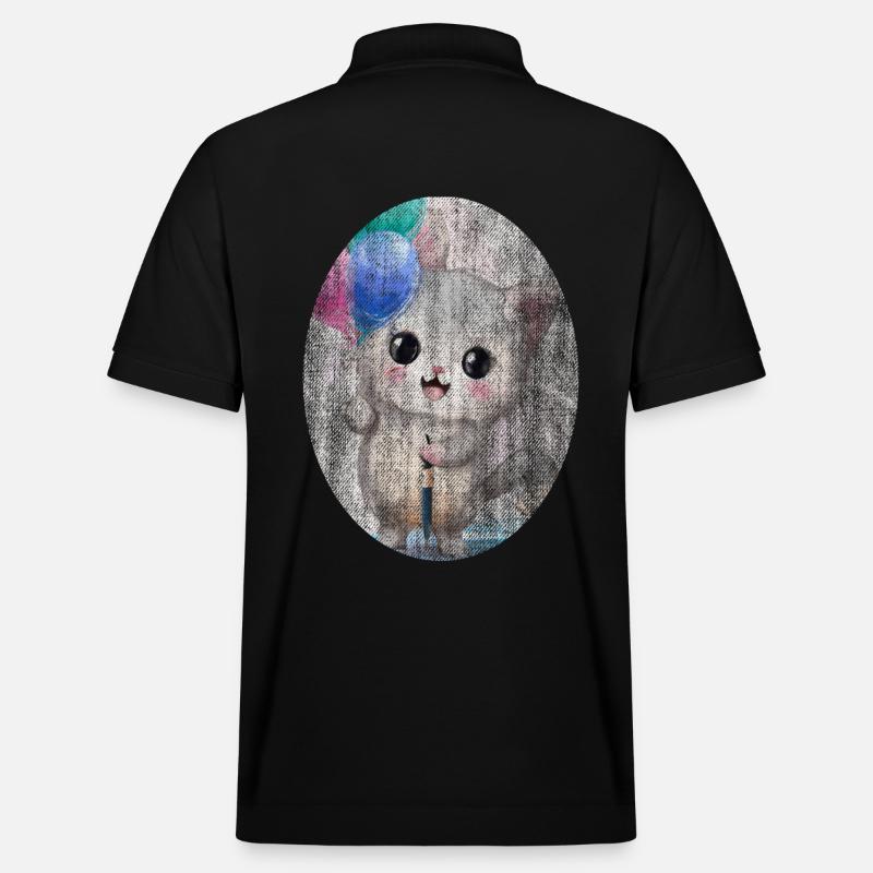 Kätzchen Katze mit Luftballon Gemälde - Stanley/Stella Unisex Bio-Poloshirt PREPSTER - Schwarz