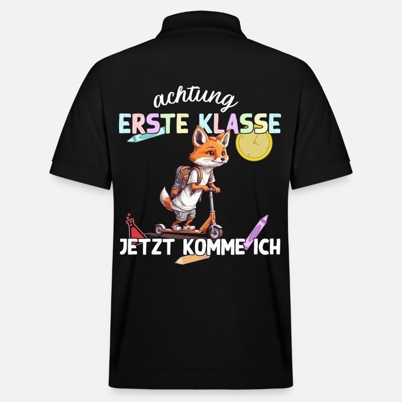 Fuchs Erstklässler Einschulung Schulstart Design - Stanley/Stella Unisex Bio-Poloshirt PREPSTER - Schwarz