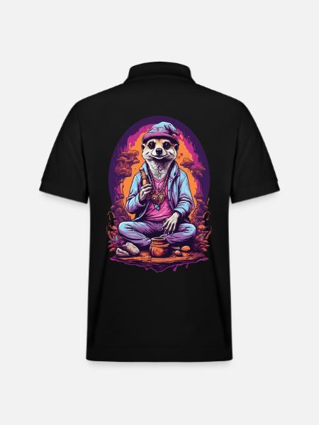 Suricate psychédélique Art Goa Design - Polo PREPSTER bio Stanley/Stella Unisexe - noir