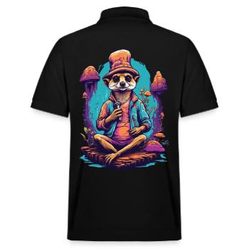 Erdmännchen Psychedelic Art Wald Pilze Musik - Stanley/Stella Unisex Bio-Poloshirt PREPSTER - Schwarz - Hinten - Andy (188cm)