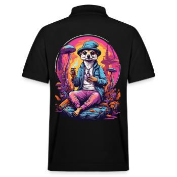 Erdmännchen Psychedelic Art Musik Festival Wald - Stanley/Stella Unisex Bio-Poloshirt PREPSTER - Schwarz - Hinten - Andy (188cm)