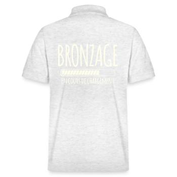 Tan Loading, Summer, Vacation, French - Stanley/Stella Unisex Organic Polo Shirt PREPSTER - heather white - Back - Andy (188cm)