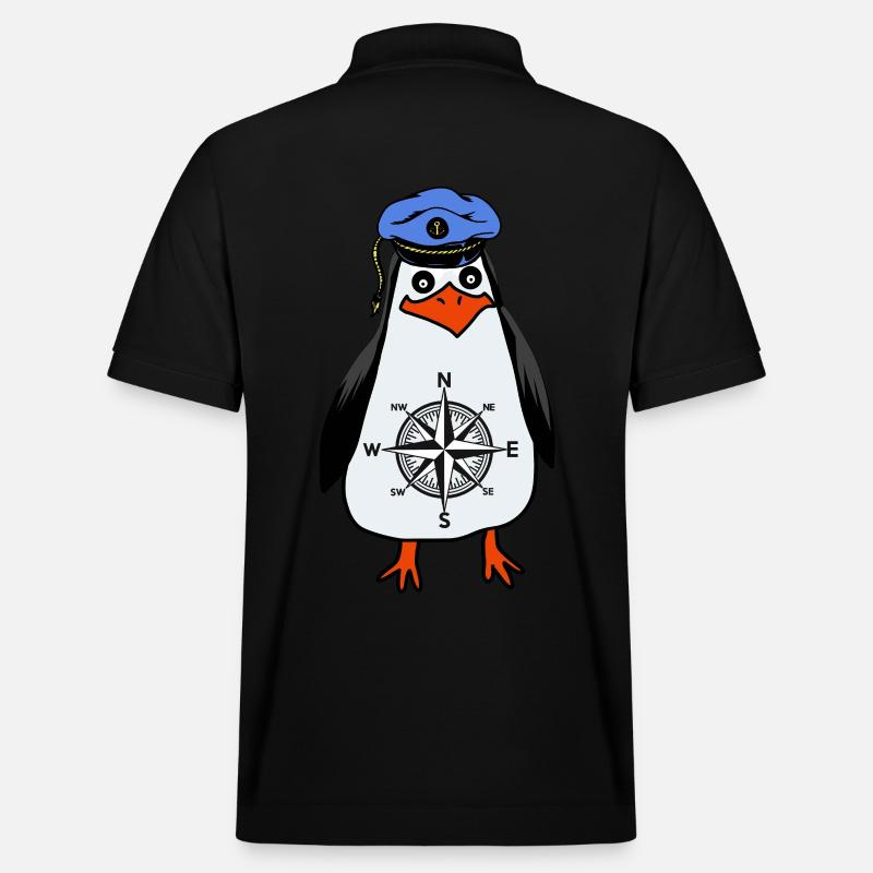 Penguin Maritim Captain Compass Windrose - Stanley/Stella Unisex Organic Polo Shirt PREPSTER - black