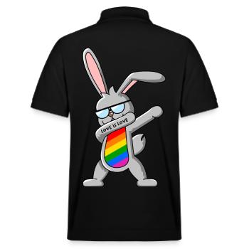 Gay Pride Dab Tanz Hase - Stanley/Stella Unisex Bio-Poloshirt PREPSTER - Schwarz - Hinten - Andy (188cm)