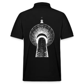 Berliner Fernsehturm Lichtzeichnung - Stanley/Stella Unisex Bio-Poloshirt PREPSTER - Schwarz - Hinten - Andy (188cm)