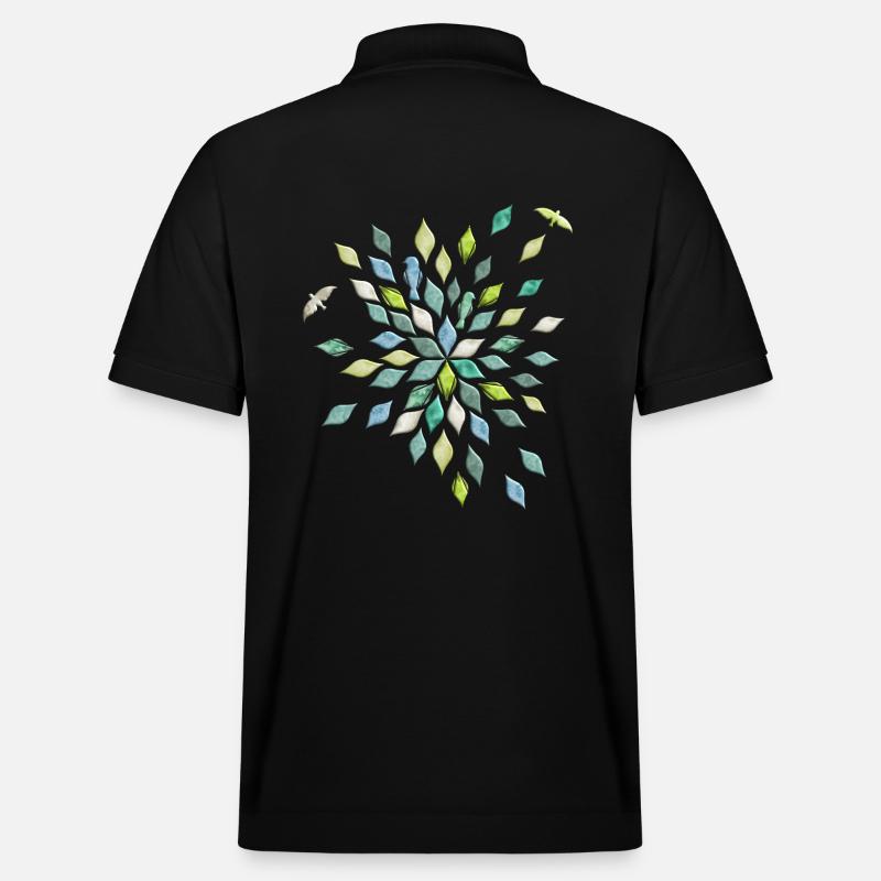 Feuilles et oiseaux en motif de fleurs - Polo PREPSTER bio Stanley/Stella Unisexe - noir