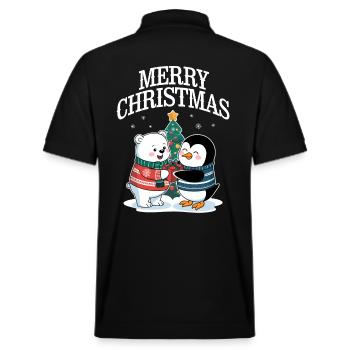 Isbjørn Pingvin Jul Glædelig Jul Sød - Stanley/Stella PREPSTER økologisk unisex poloshirt - sort - Bagpå - Andy (188cm)
