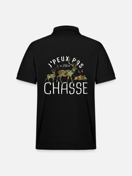 Je peux pas j'ai chasse humour chasseur cerf - Polo PREPSTER bio Stanley/Stella Unisexe - noir