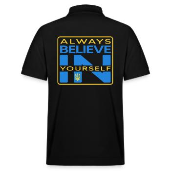 UKRAINE "believe in ukraine" slava ukraini - Stanley/Stella Unisex Organic Polo Shirt PREPSTER - black - Back - Andy (188cm)