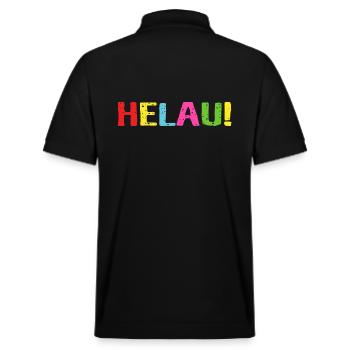 Helau Schrift Aufschrift - Stanley/Stella Unisex Bio-Poloshirt PREPSTER - Schwarz - Hinten - Andy (188cm)
