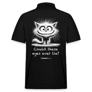 Sweet, cheeky cat | "Could these eyes ever lie?!" - Stanley/Stella Unisex Organic Polo Shirt PREPSTER - black - Back - Andy (188cm)