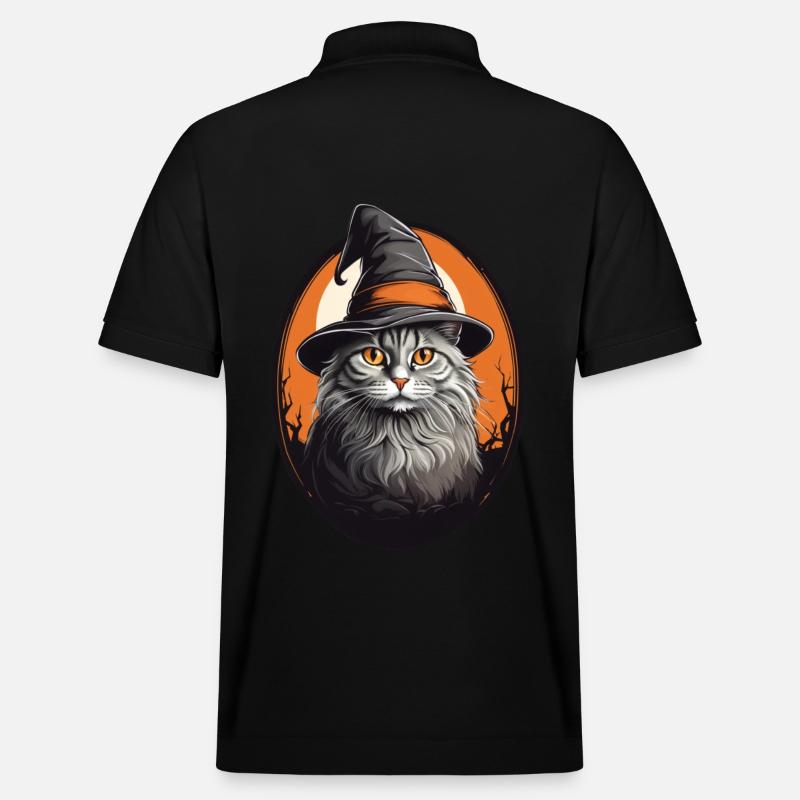 Halloween Katze - Stanley/Stella Unisex Bio-Poloshirt PREPSTER - Schwarz