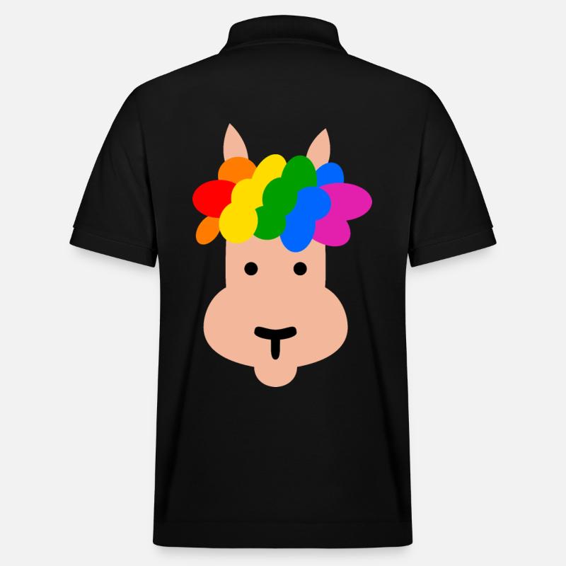 Lama avec coiffure arc-en-ciel - Polo PREPSTER bio Stanley/Stella Unisexe - noir