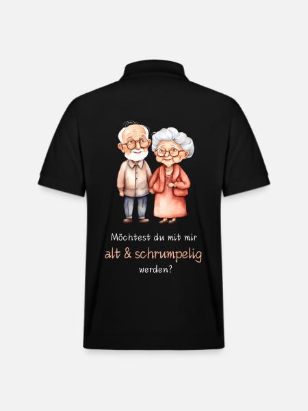 Möchtest du mit mir alt und schrumpelig werden? - Stanley/Stella Unisex Bio-Poloshirt PREPSTER - Schwarz