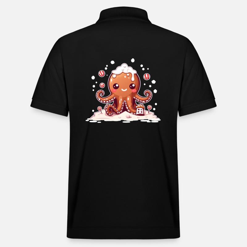 Lebkuchen Oktopus - Stanley/Stella Unisex Bio-Poloshirt PREPSTER - Schwarz