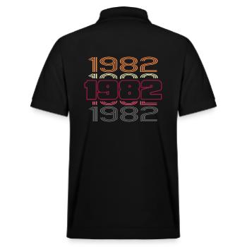 1982 Birthday Best Retro Party Disco - Stanley/Stella Unisex Organic Polo Shirt PREPSTER - black - Back - Andy (188cm)