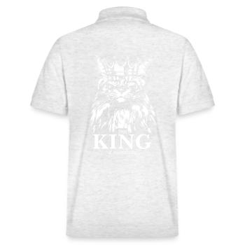 Maine Coon King of everything Katzenspruch Katze - Stanley/Stella Unisex Bio-Poloshirt PREPSTER - Weiß meliert - Hinten - Andy (188cm)