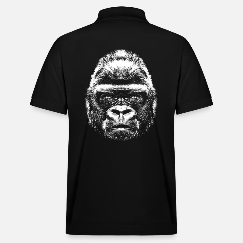 Gorilla - Kopf - Stanley/Stella Unisex Bio-Poloshirt PREPSTER - Schwarz
