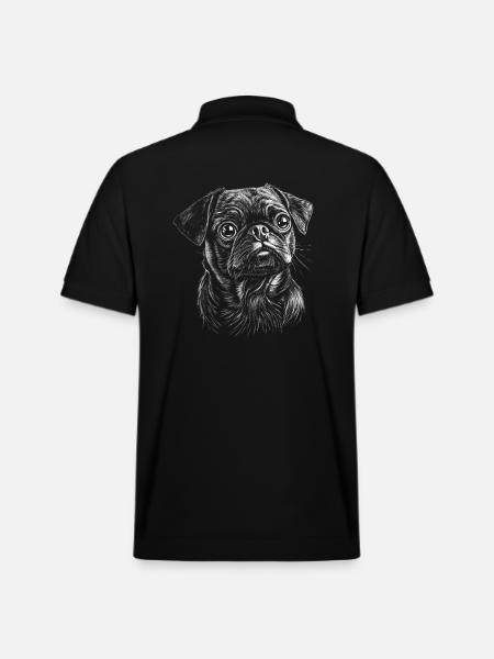 Pug Portrait Dog Dog - Stanley/Stella Unisex Organic Polo Shirt PREPSTER - black