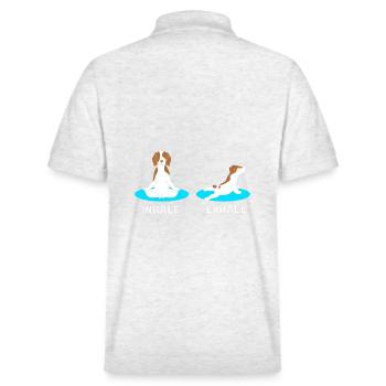 Brittany Hund Bretagne Hund - Stanley/Stella Unisex Bio-Poloshirt PREPSTER - Weiß meliert - Hinten - Andy (188cm)