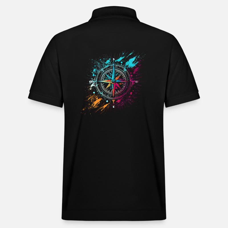 Bunter Airbrush Graffiti Kompass - Stanley/Stella Unisex Bio-Poloshirt PREPSTER - Schwarz