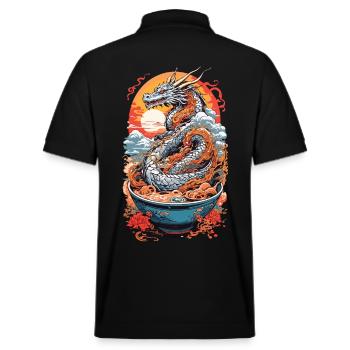 Ramen Drachen Ukiyo-e Otaku Manga Design - Stanley/Stella Unisex Bio-Poloshirt PREPSTER - Schwarz - Hinten - Andy (188cm)
