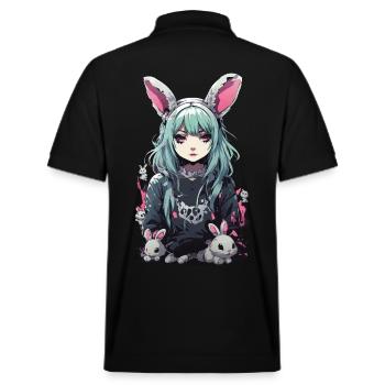 Anime Bunny gothique e-Girl Vintage Design - Polo PREPSTER bio Stanley/Stella Unisexe - noir - Dos - Andy (188cm)