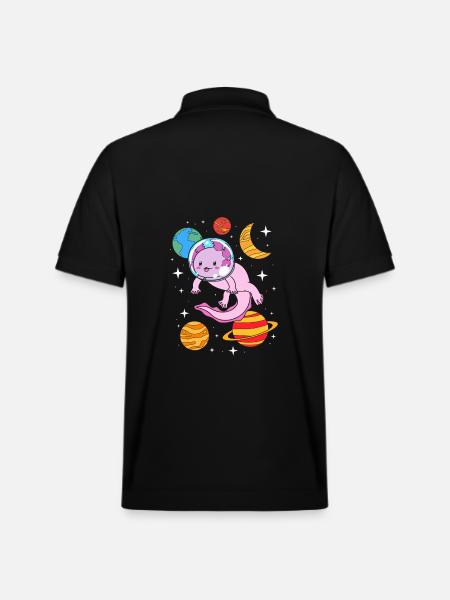 Axolotl Astronaut - Stanley/Stella Unisex Organic Polo Shirt PREPSTER - black