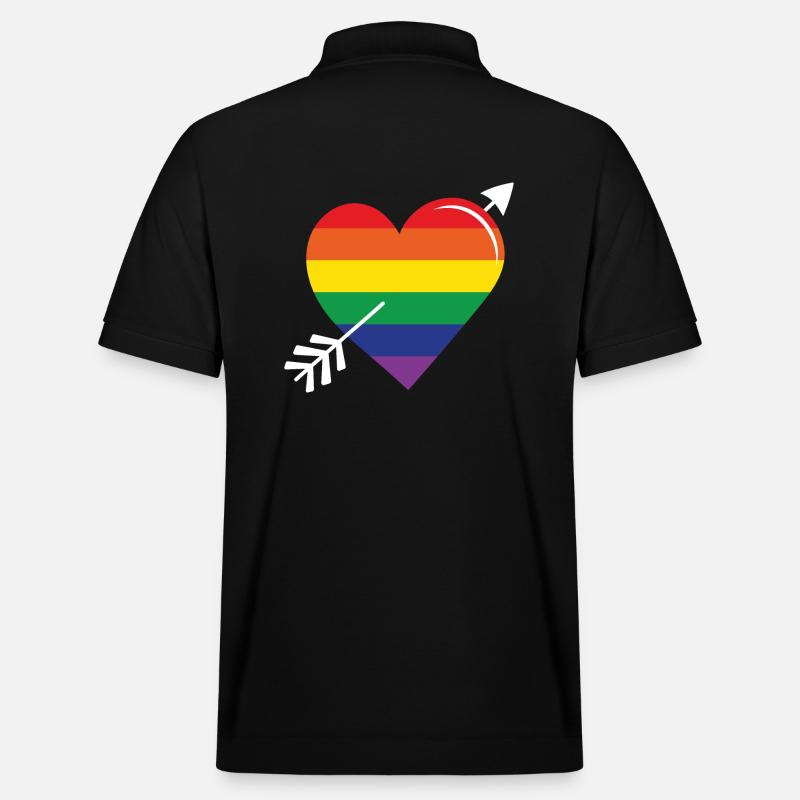 Flèche arc-en-ciel coeur fierté - Polo PREPSTER bio Stanley/Stella Unisexe - noir