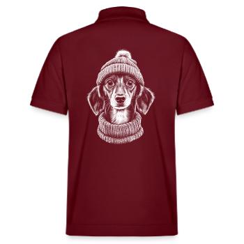 Dachshund bobble hat hat dachshund dog dog - Stanley/Stella Unisex Organic Polo Shirt PREPSTER - burgundy - Back - Andy (188cm)
